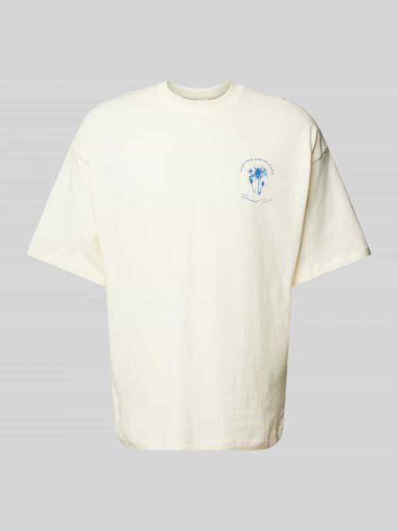 Koszulka z nadrukiem oversize Selected Homme biała