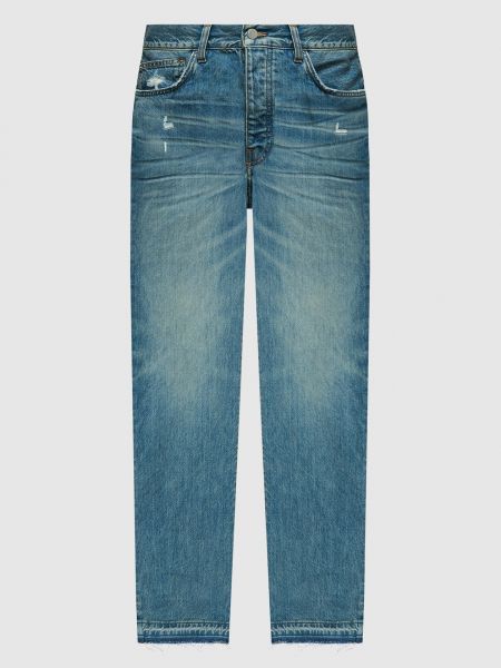 Прямые джинсы с потертостями Amiri голубые