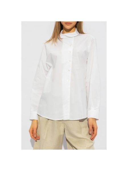 Blusa de algodón Emporio Armani blanco