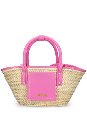 Bolsa de playa de cuero Jacquemus rosa
