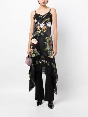 Sukienka w kwiatki z nadrukiem asymetryczna Monse czarna