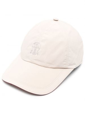 Siuvinėtas kepurė su snapeliu Brunello Cucinelli balta