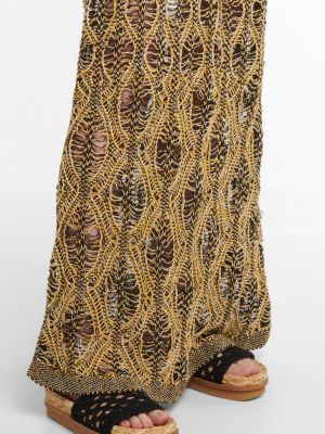 Jedwabna lniana sukienka długa ażurowa Chloã© żółta