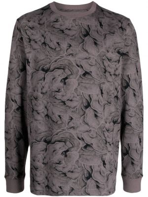 Kvetinové bavlnené tričko s potlačou Klättermusen sivá
