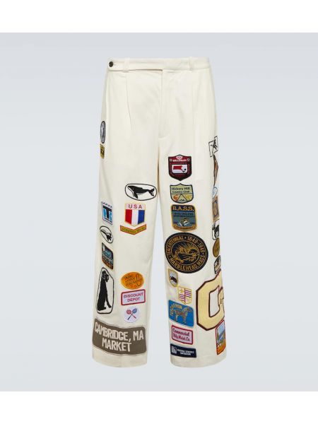 Pantalones de algodón bootcut Bode blanco