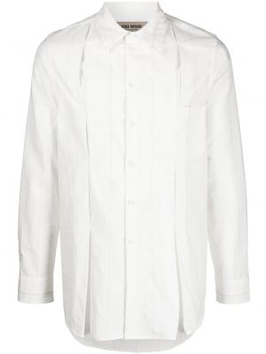 Plisuota marškiniai su sagomis Uma Wang balta