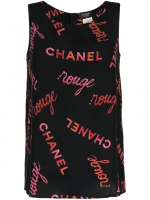 Τοπ με σχέδιο Chanel Pre-owned μαύρο