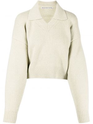 Пуловер с V-образным вырезом Alexander Wang, зеленый