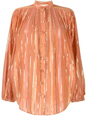 Памучна блуза на райета Zimmermann оранжево