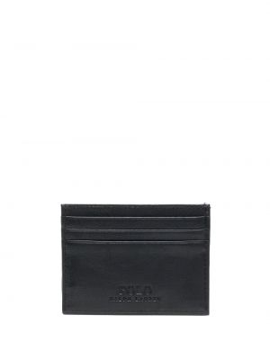 Dabīgās ādas žakarda maku ar apdruku Polo Ralph Lauren melns
