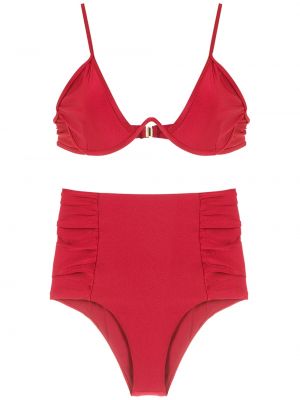 Bikini s potiskom z abstraktnimi vzorci Andrea Bogosian rdeča