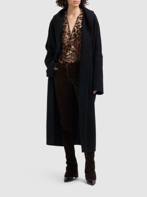 Vlnený kabát so šálovým golierom Dolce & Gabbana čierna