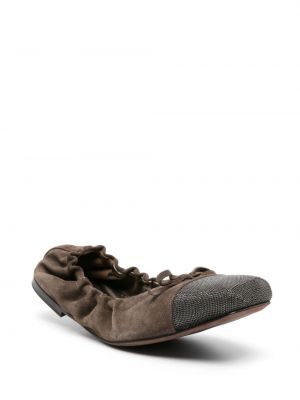 Nahast kingad helmedega Brunello Cucinelli pruun