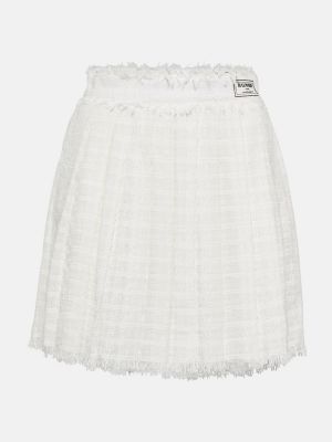 Plisované tvídové mini sukně Balmain bílé