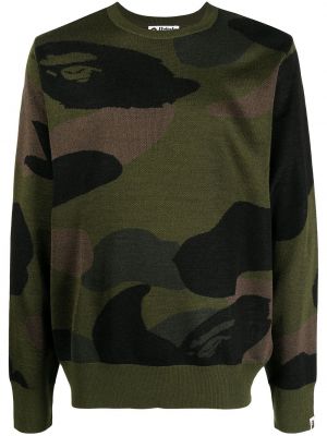 Камуфлажен пуловер с принт A Bathing Ape® зелено