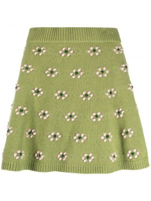 Jupe à fleurs en tricot Kenzo vert