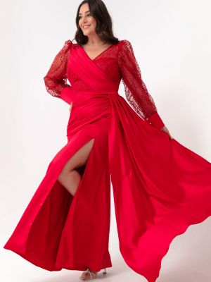 Βραδινό φόρεμα με λαιμόκοψη v Lafaba κόκκινο