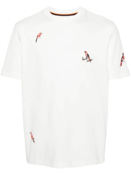 Βαμβακερή μπλούζα με κέντημα Paul Smith λευκό