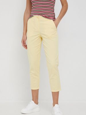 Pennyblack pantaloni femei, culoarea galben, drept, high waist