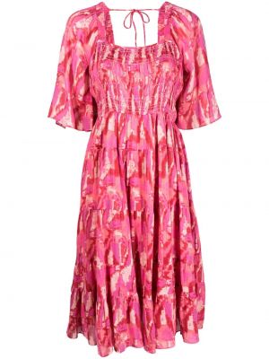 Миди рокля с принт с абстрактен десен Ba&sh розово