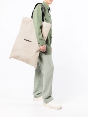 Oversize shopper handtasche aus baumwoll Jil Sander