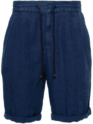 Pantaloni scurți de in Brunello Cucinelli albastru