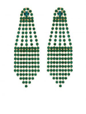 Boucles d'oreilles à boucle en cristal Oscar De La Renta vert