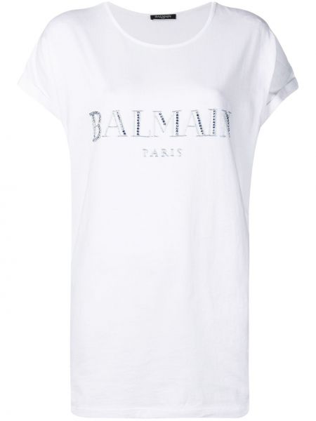 Camiseta con bordado Balmain blanco