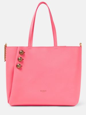 Kožna kožna shopper torbica Balmain ružičasta