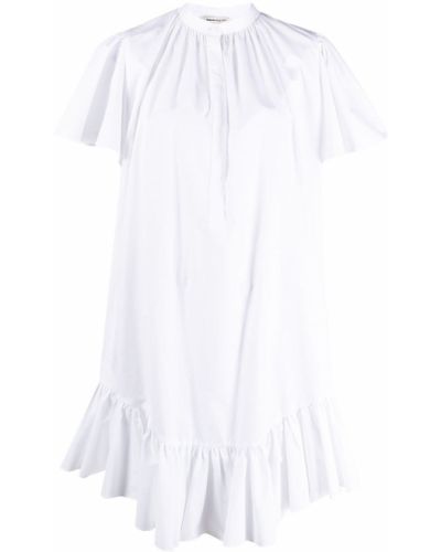 Vestido camisero manga corta asimétrico Alexander Mcqueen blanco