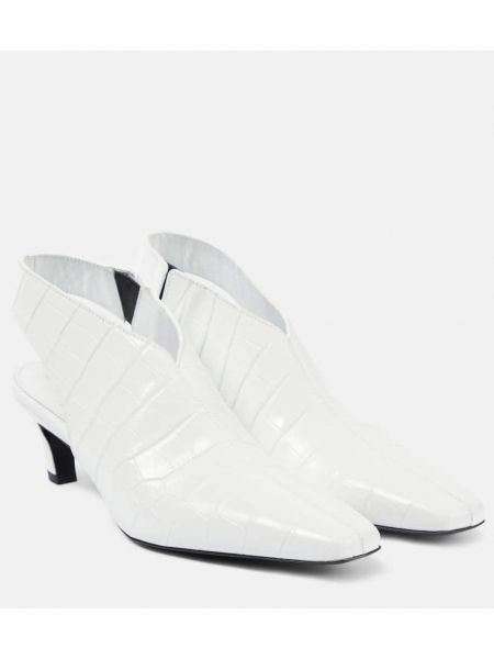 Кожени обувки до глезена slim Toteme бяло