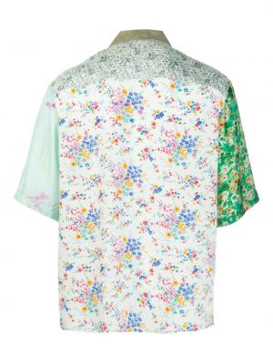 Raštuota gėlėta šilkinė marškiniai Marine Serre žalia