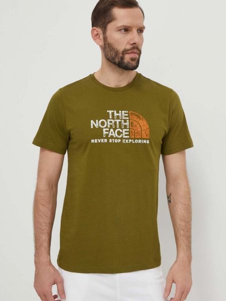 Koszulka z nadrukiem The North Face zielona