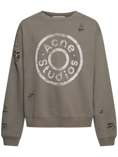 Sweatshirt med knappknäppning med mönster Acne Studios grön