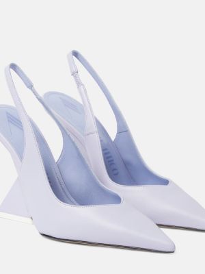 Кожени полуотворени обувки с отворена пета The Attico виолетово