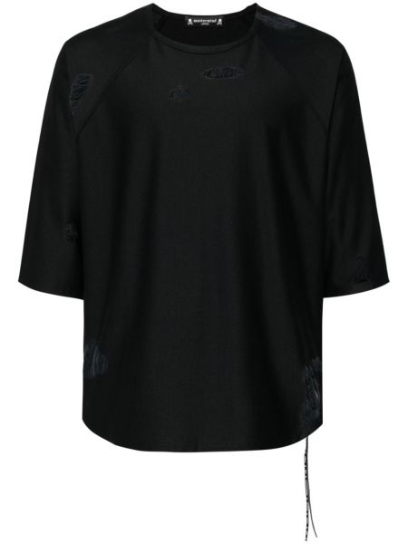 Roztrhané tričko s výšivkou Mastermind Japan čierna