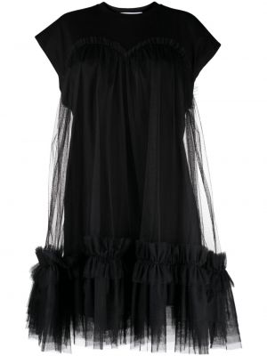 Памучна коктейлна рокля от тюл Msgm черно