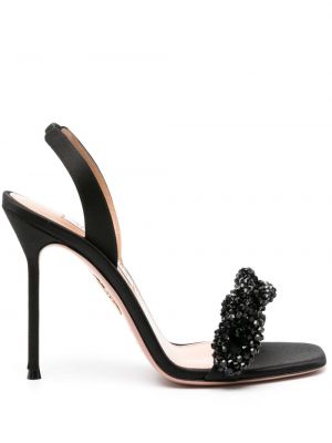 Saténové sandále Aquazzura čierna