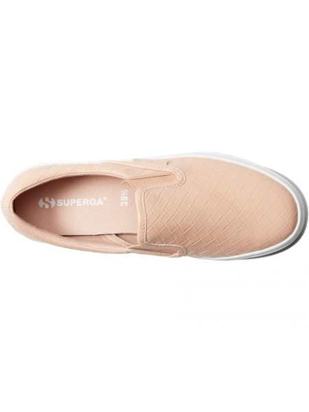 Кожаные кроссовки без шнуровки из искусственной кожи Superga розовые
