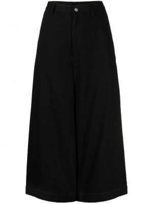 Pantaloni culottes din bumbac asimetrice Yohji Yamamoto negru
