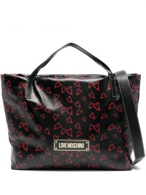 Nákupná taška s potlačou so srdiečkami Love Moschino