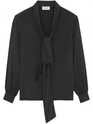 Hodvábna košeľa s mašľou Saint Laurent čierna