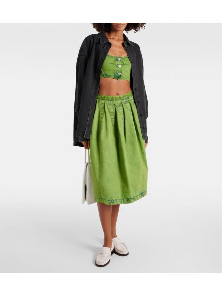 Plisovaná džínsová sukňa Marni zelená