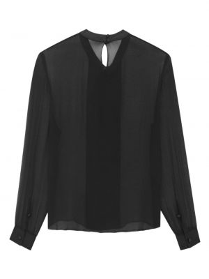 Hedvábná košile s mašlí Saint Laurent černá