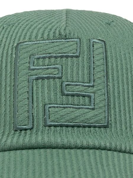 Haftowana czapka z daszkiem Fendi zielona