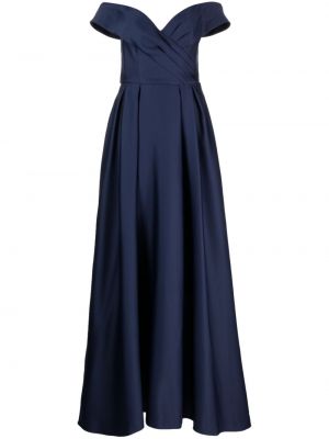 Сатенена вечерна рокля Marchesa Notte синьо