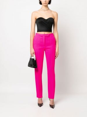 Vlněné rovné kalhoty Styland růžové
