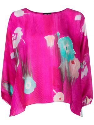 Копринена блуза с принт Giorgio Armani розово