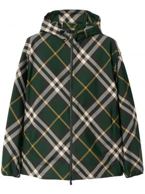 Kockovaná bunda s kapucňou Burberry zelená