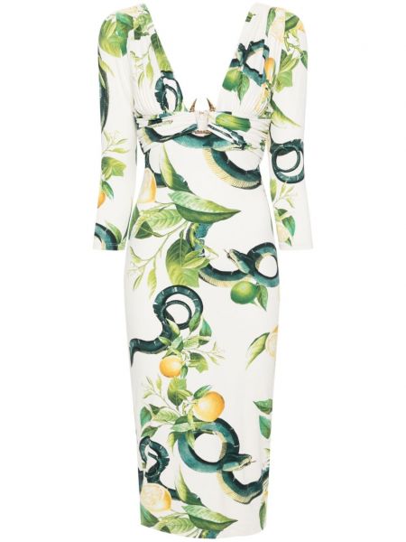 Midi haljina s printom sa zmijskim uzorkom s uzorkom tigra Roberto Cavalli